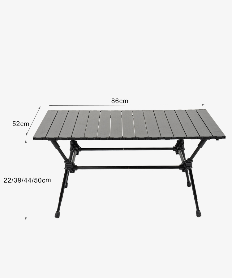 升降折叠便携式野餐野营桌可调节高度卷起桌适合派对、露台、野餐